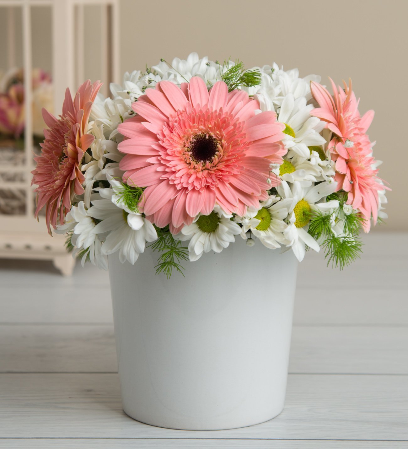 Pembe Gerbera ve Papatyalar 500TL Serik Çiçekçi